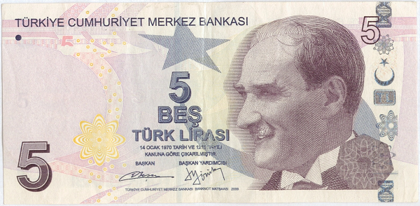 5 liras turcas