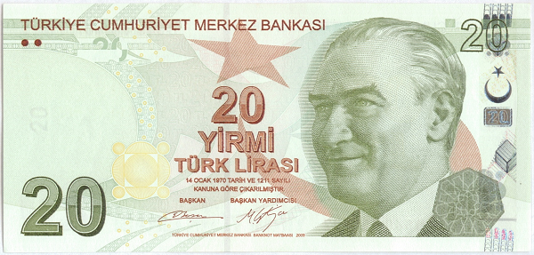 20 liras turcas