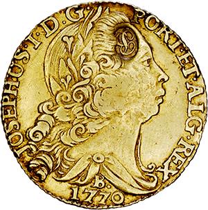 Dobra de 4 escudos com carimbo B