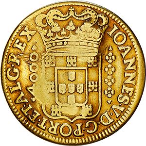 Moeda de D. João V com carimbo 22 sobre águia