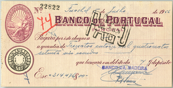 Cheque preenchido