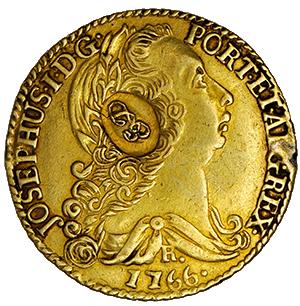 Dobra de 4 escudos contrafeita com carimbo ED