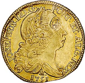 Dobra de 4 escudos com carimbo B